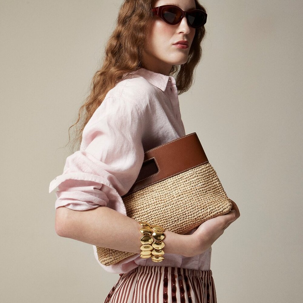 NEW J.Crew Handknotted Raffia Rectangular Clutch … - image 2